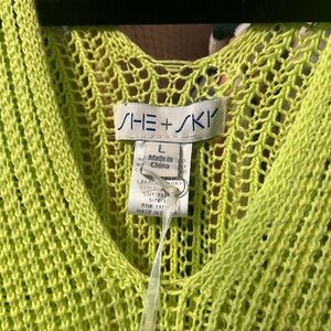 She + Sky Lime Green Knit Cover-Up